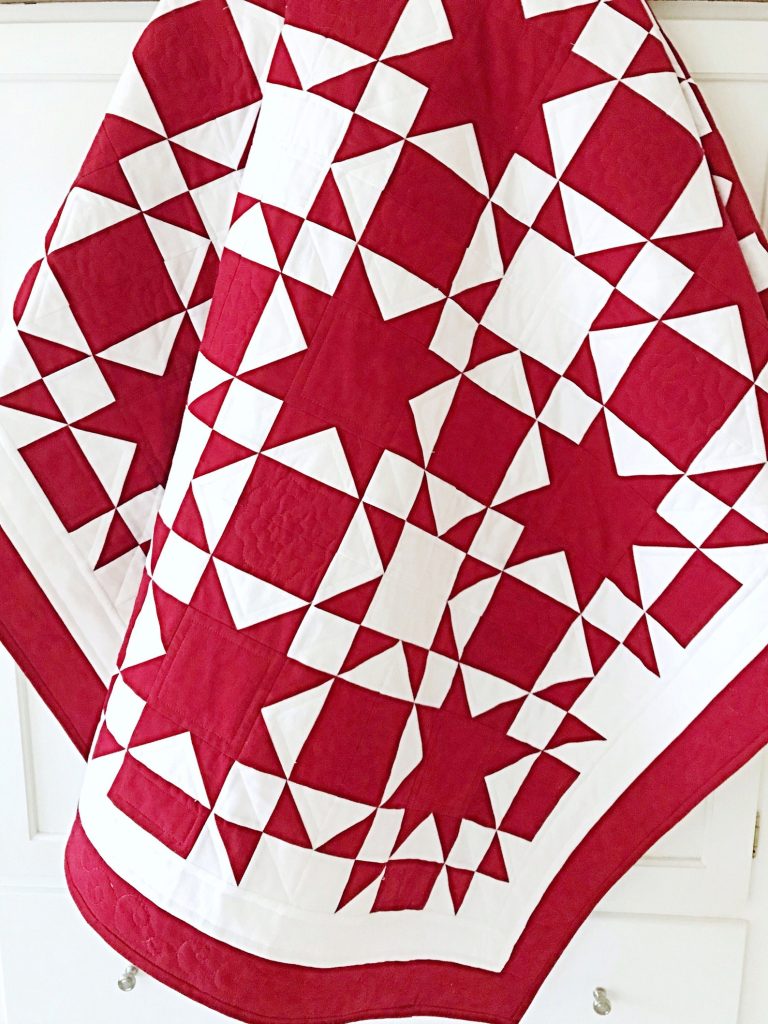 Starlit Ribbons quilt pattern is a classic 2-color quilt pattern.