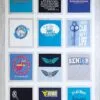 T-Shirt quilt overhead view of 12 squares