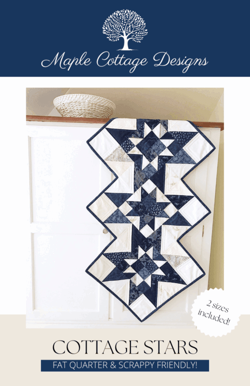 Cottage Star table runner cover in blue