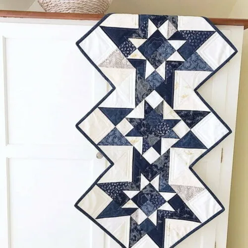 Cottage Star Table Runner Blue pic 2