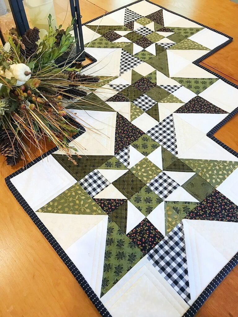 Cottage Star Table Runner Pattern is fat quarter & scrappy friendly!