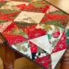 Holiday Diamonds Table Runner Pattern on wood table