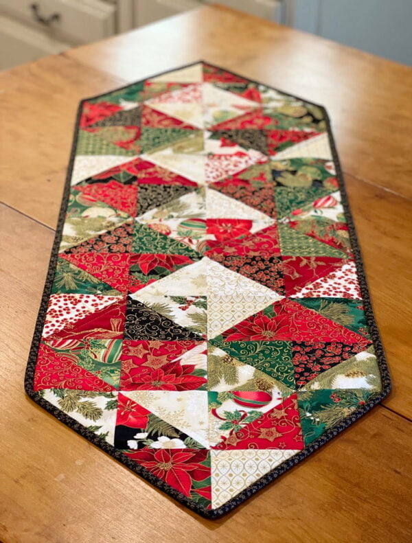 Holiday Diamonds Table Runner Pattern on wood table