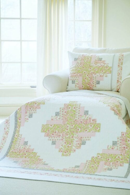 Log Cabin Jubilee Quilt Pattern on Chaise