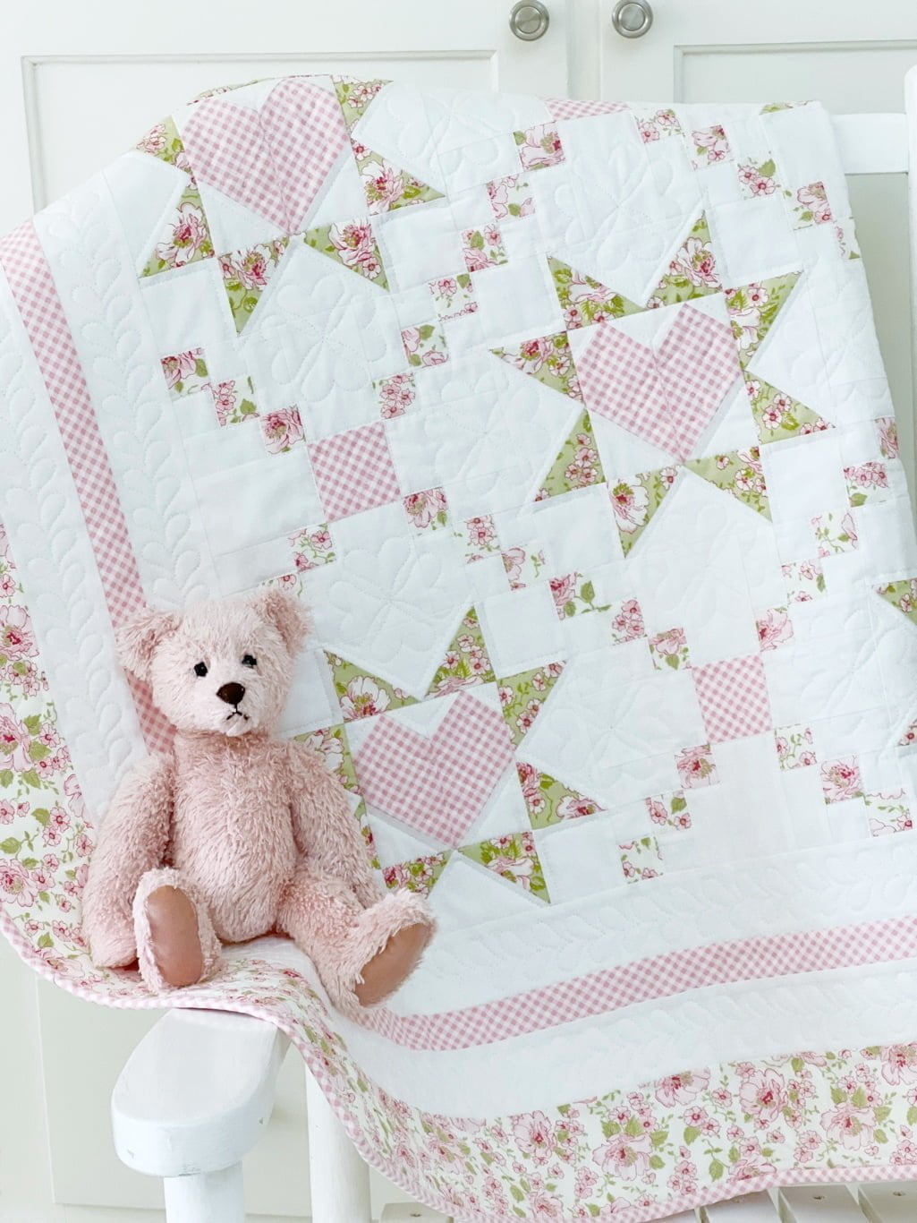 Loving Wishes quilt shown in Grace fabrics by Brenda Riddle.