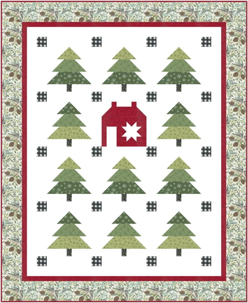 The Pine Valley Christmas Quilt shown in small throw size.