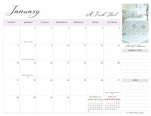 2024 Digital Calendar January