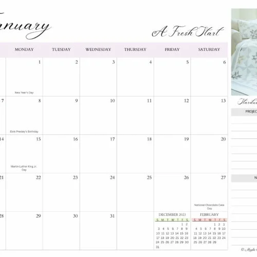 2024 Digital Calendar January