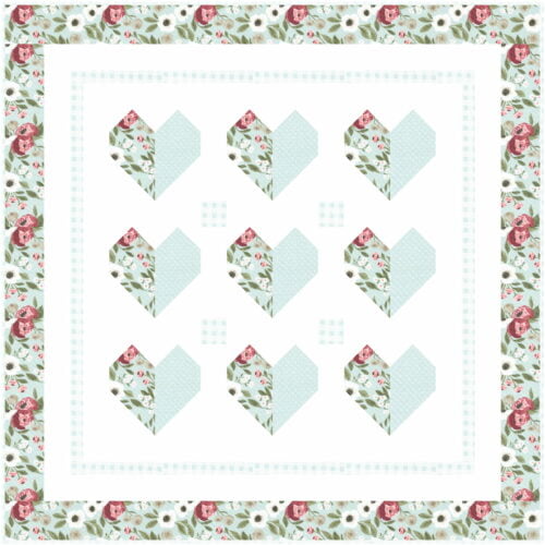 Heart To Heart quilt in mint blue