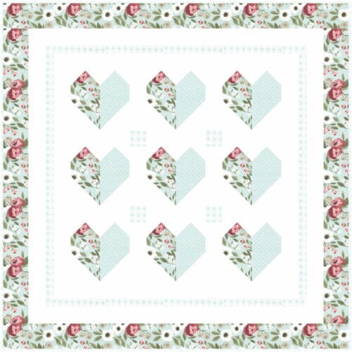 Heart To Heart quilt in mint blue