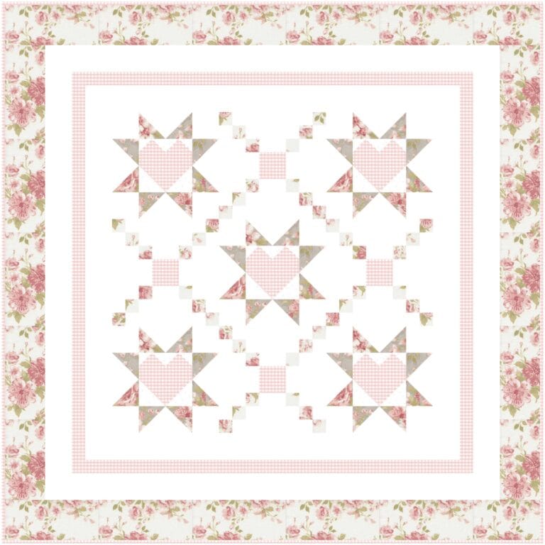 Loving Wishes baby quilt kit in pink and gray