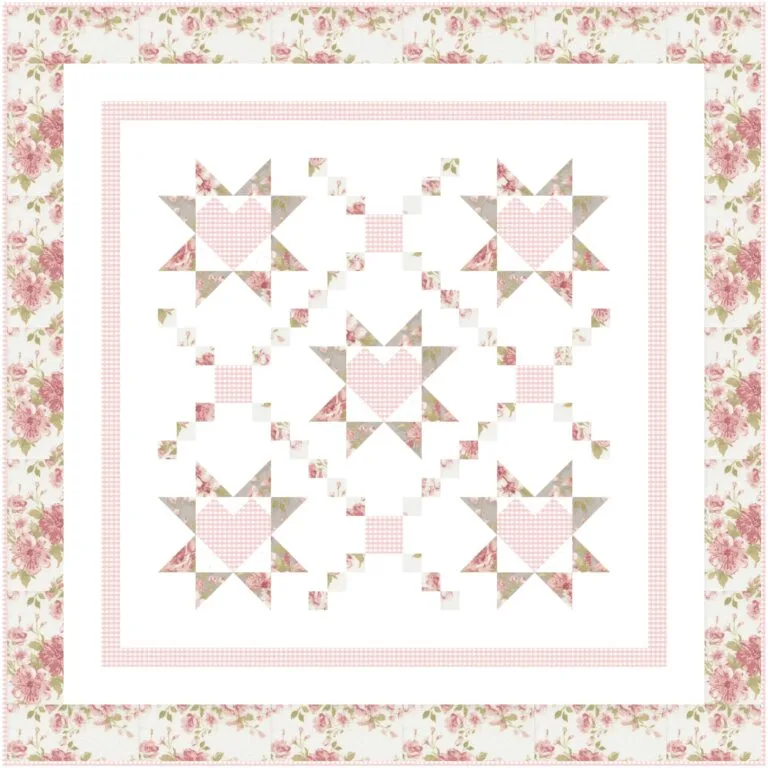 Loving Wishes baby quilt kit in pink and gray